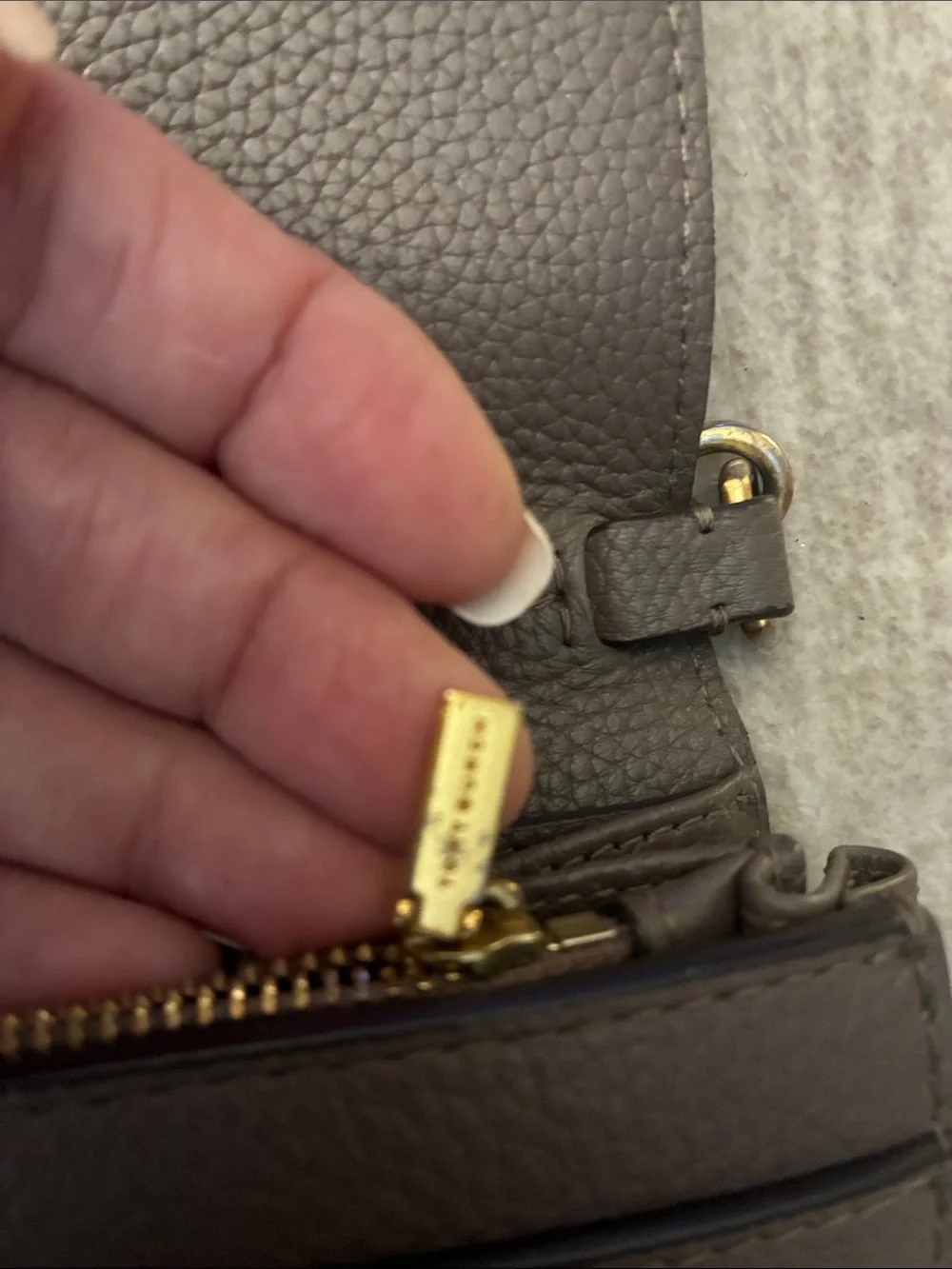 Tory Burch Brown Pebbled Leather Crossbody Wallet